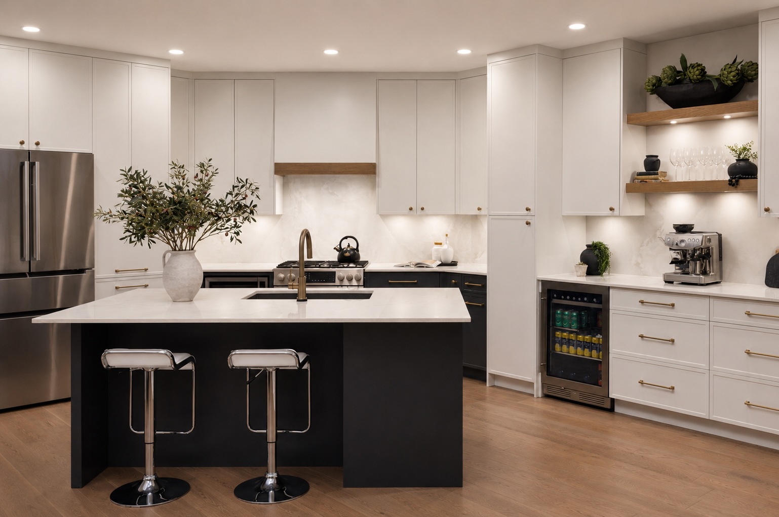 A Kelowna Millwork kitchen with custom cabinetry and a large island